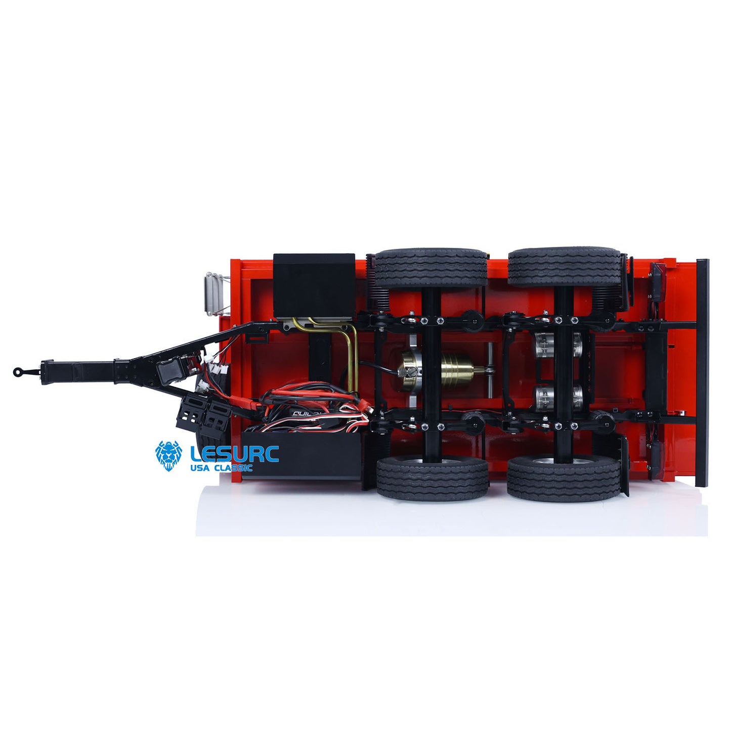 LESU Metal 1/14 2-Axle RC Hydraulic Equipment Radio Controlled Self-dumping Simulation Full Trailer DIY Models Painted