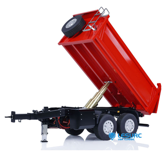 LESU Metal 1/14 2-Axle RC Hydraulic Equipment Radio Controlled Self-dumping Simulation Full Trailer DIY Models Painted