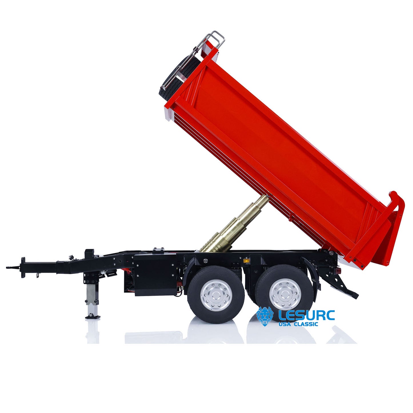 LESU Metal 1/14 2-Axle RC Hydraulic Equipment Radio Controlled Self-dumping Simulation Full Trailer DIY Models Painted