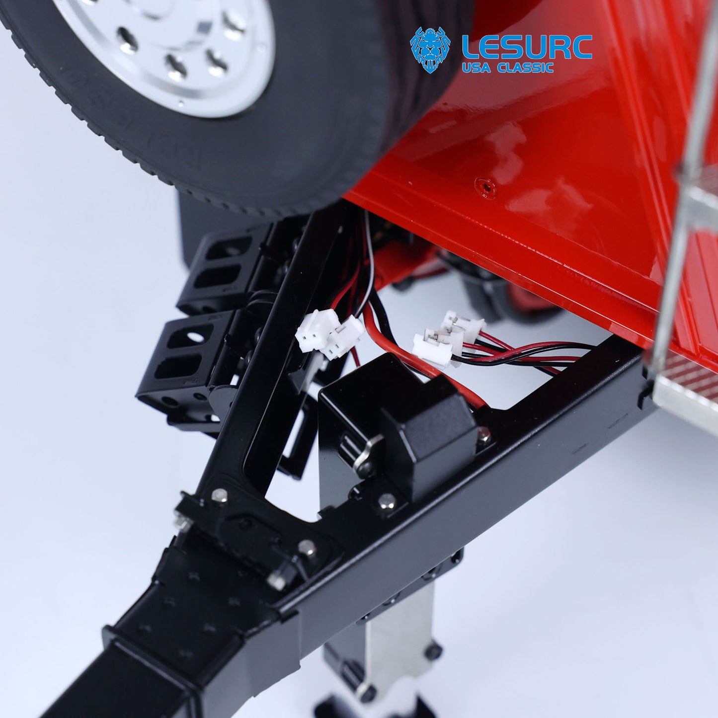 LESU Metal 1/14 2-Axle RC Hydraulic Equipment Radio Controlled Self-dumping Simulation Full Trailer DIY Models Painted