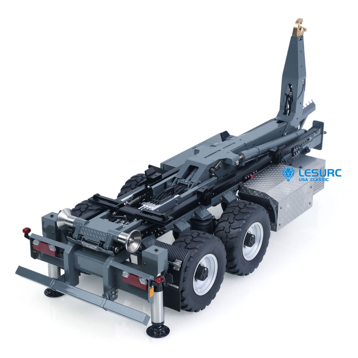 LESU A0066 1/14 Metal Hydraulic RC Roll Off Trailer Telescopic/Folding Hooklift with Support Legs 5CH Reversing Valve Lights