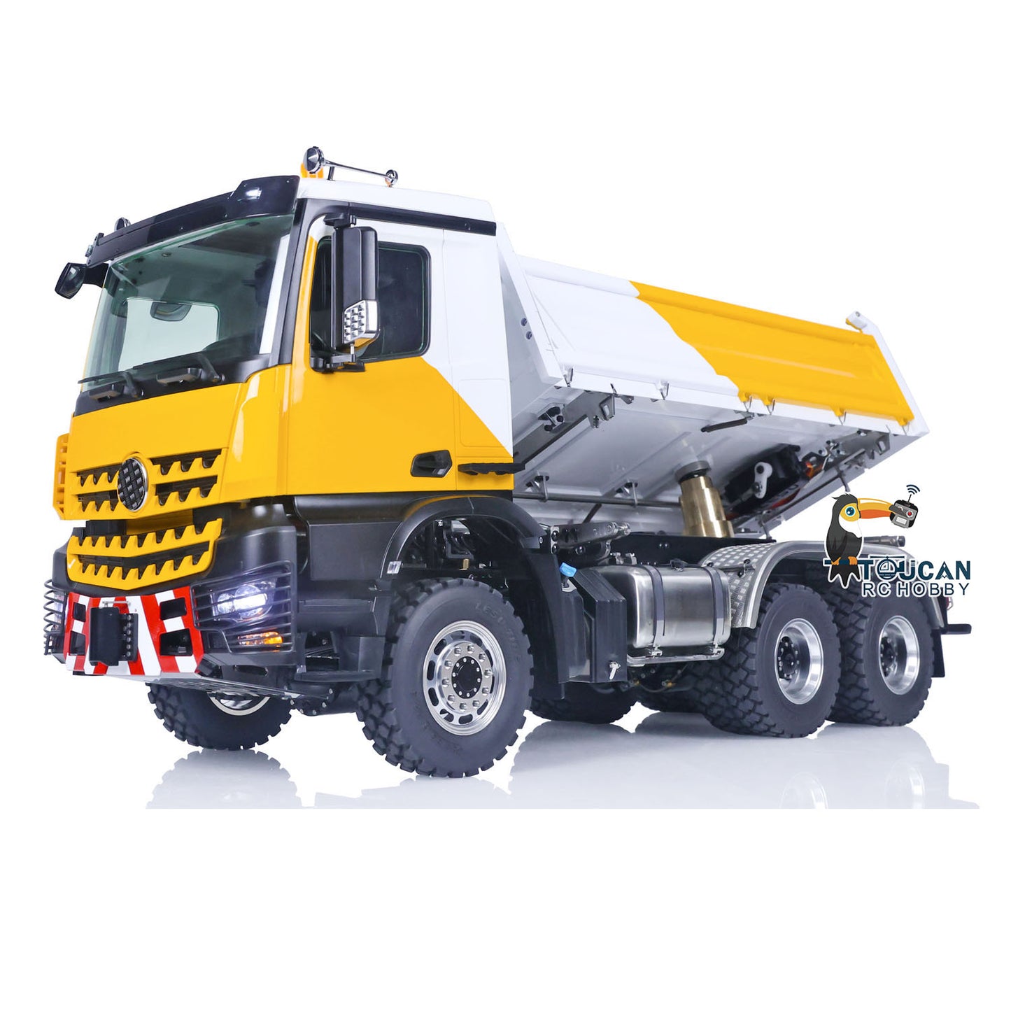 LESU 1/14 6x6 Metal 3 ways Dumper Remote Control Hydraulic Low Roof Dump Truck Engineering Vehicle With I6S Radio System