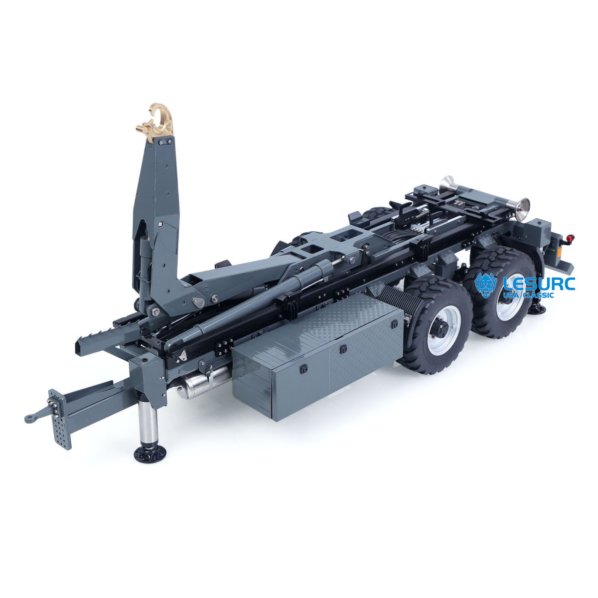 LESU A0066 1/14 Metal Hydraulic RC Roll Off Trailer Telescopic/Folding Hooklift with Support Legs 5CH Reversing Valve Lights