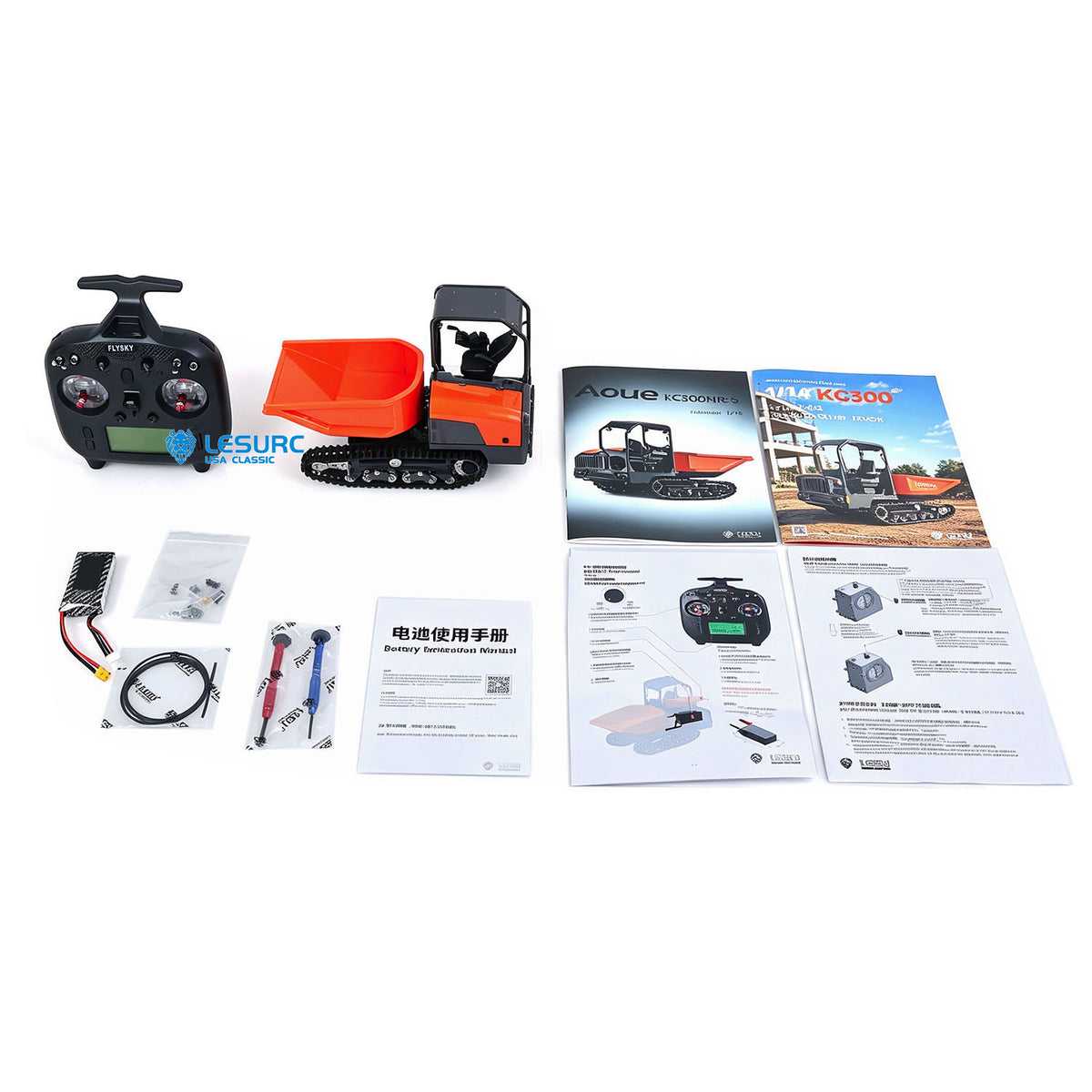 11.11 Flash Sale LESU Metal 1/14 Hydraulic Remote Control Tracked Dumper KC300HR-5 RC Tipper Model Light Sound System FlySky Radio