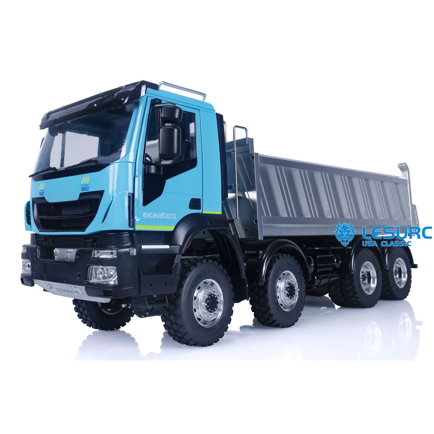 LESU 1/14 8X8 RC Hydraulic Tipper Car for Radio Control Dumper Truck Model Construction Vehicle Sound Light System Motor Driver