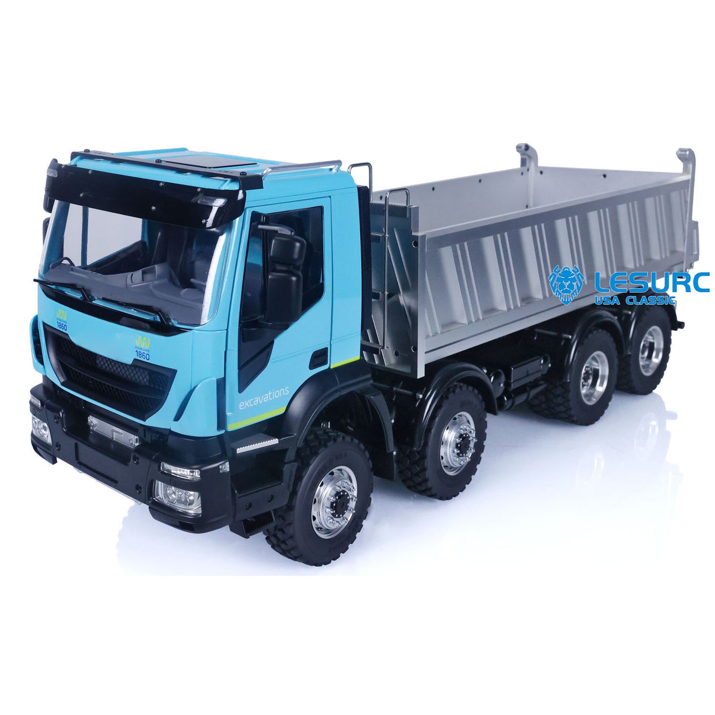 LESU 1/14 8X8 RC Hydraulic Tipper Car for Radio Control Dumper Truck Model Construction Vehicle Sound Light System Motor Driver