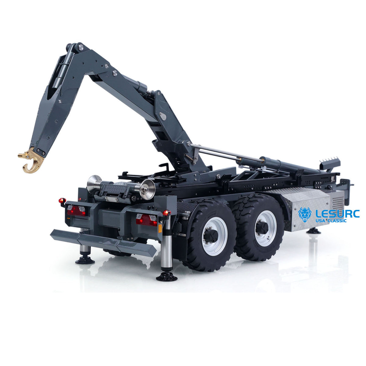 LESU A0066 1/14 Metal Hydraulic RC Roll Off Trailer Telescopic/Folding Hooklift with Support Legs 5CH Reversing Valve Lights