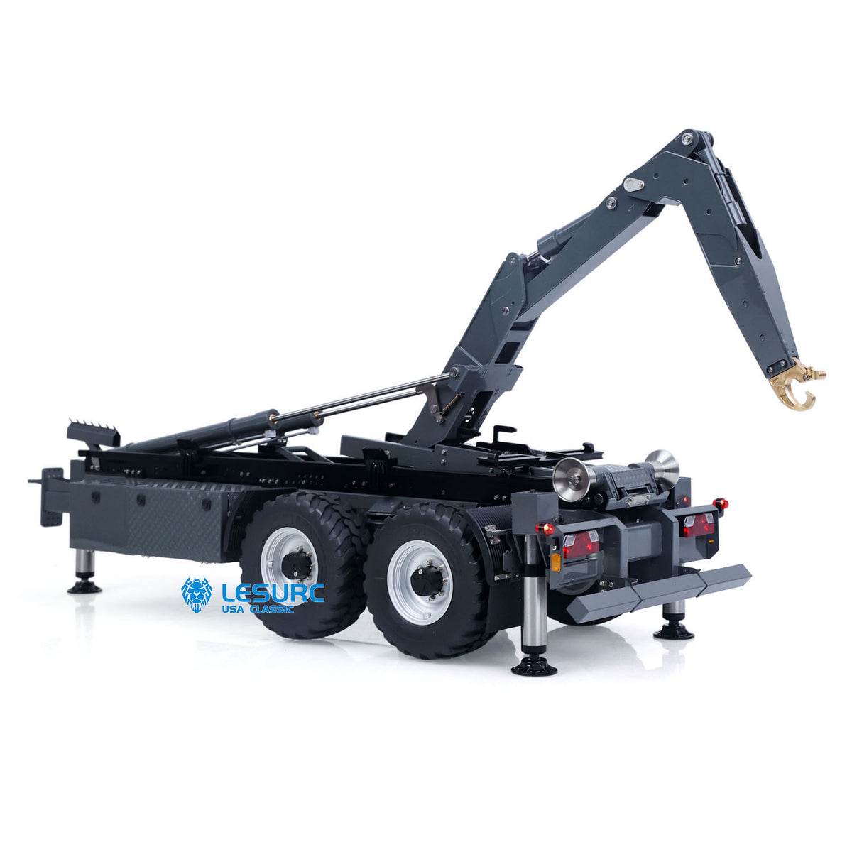 LESU A0066 1/14 Metal Hydraulic RC Roll Off Trailer Telescopic/Folding Hooklift with Support Legs 5CH Reversing Valve Lights