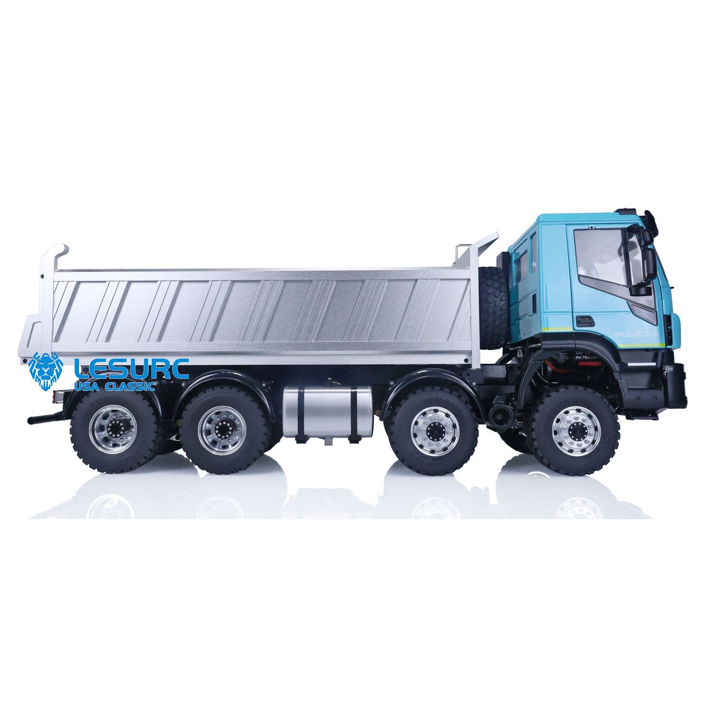 LESU 1/14 8X8 RC Hydraulic Tipper Car for Radio Control Dumper Truck Model Construction Vehicle Sound Light System Motor Driver