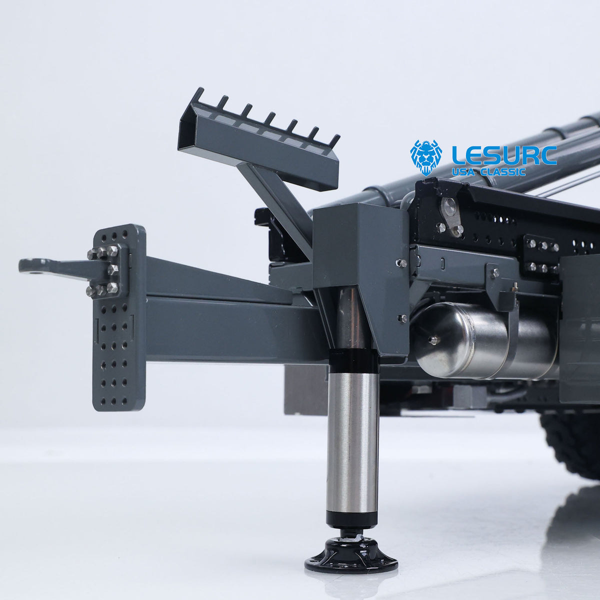 LESU A0066 1/14 Metal Hydraulic RC Roll Off Trailer Telescopic/Folding Hooklift with Support Legs 5CH Reversing Valve Lights