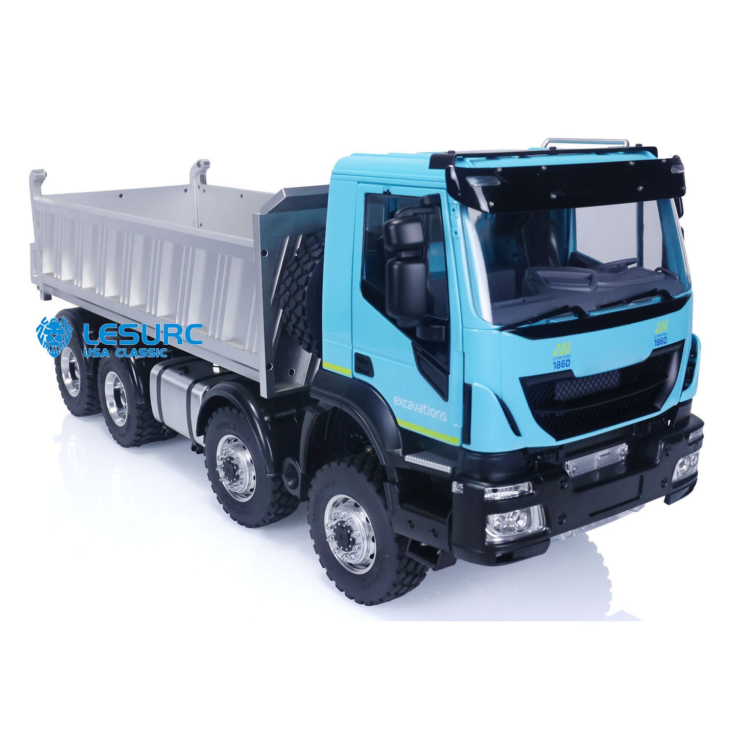 LESU 1/14 8X8 RC Hydraulic Tipper Car for Radio Control Dumper Truck Model Construction Vehicle Sound Light System Motor Driver