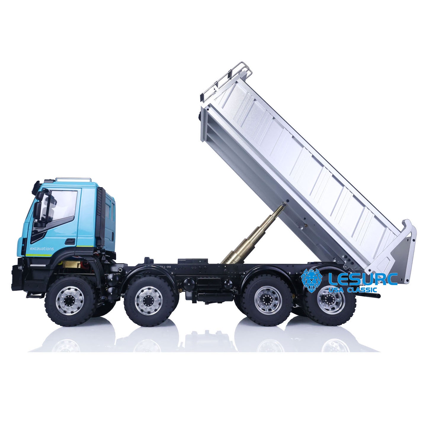 LESU 1/14 8X8 RC Hydraulic Tipper Car for Radio Control Dumper Truck Model Construction Vehicle Sound Light System Motor Driver