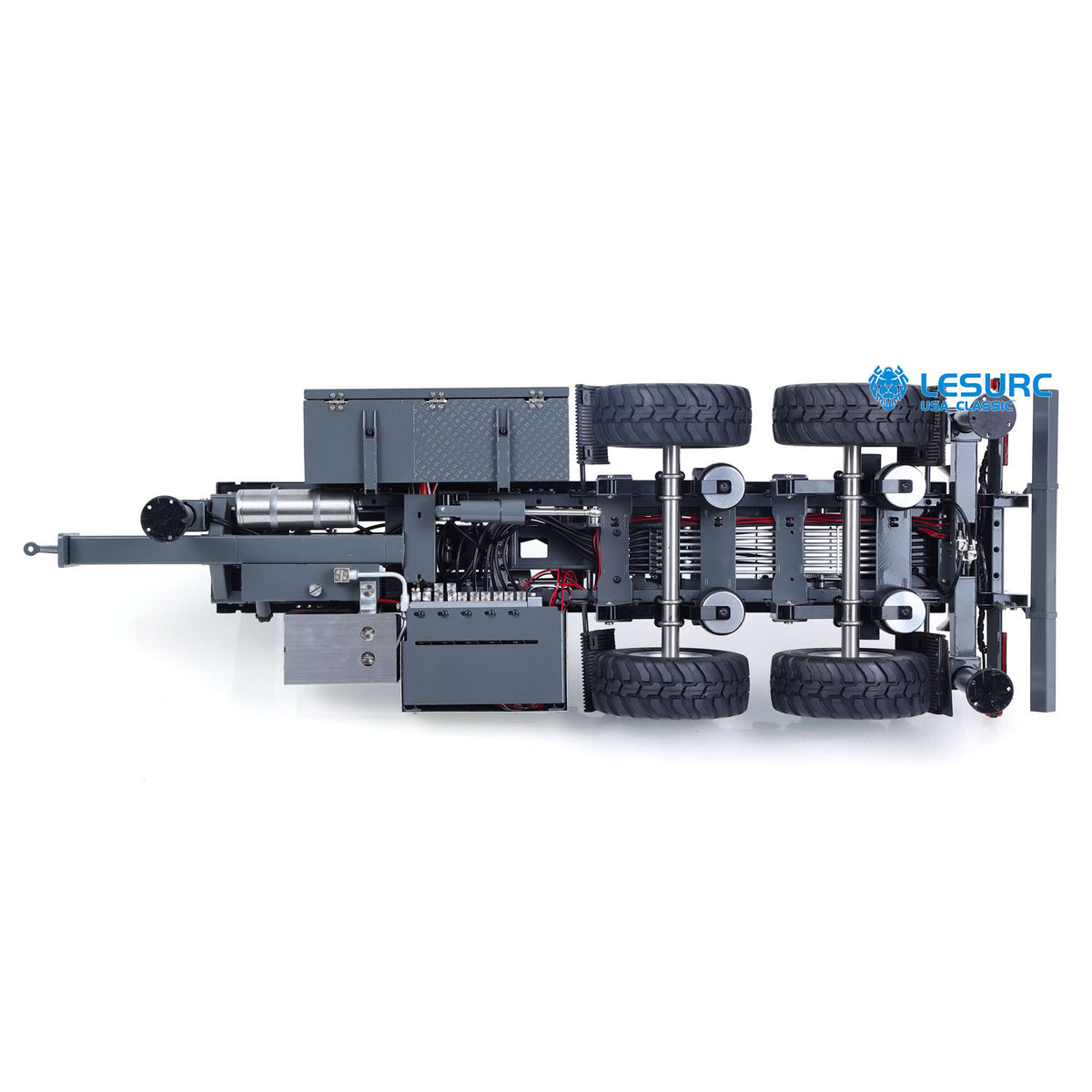 LESU A0066 1/14 Metal Hydraulic RC Roll Off Trailer Telescopic/Folding Hooklift with Support Legs 5CH Reversing Valve Lights
