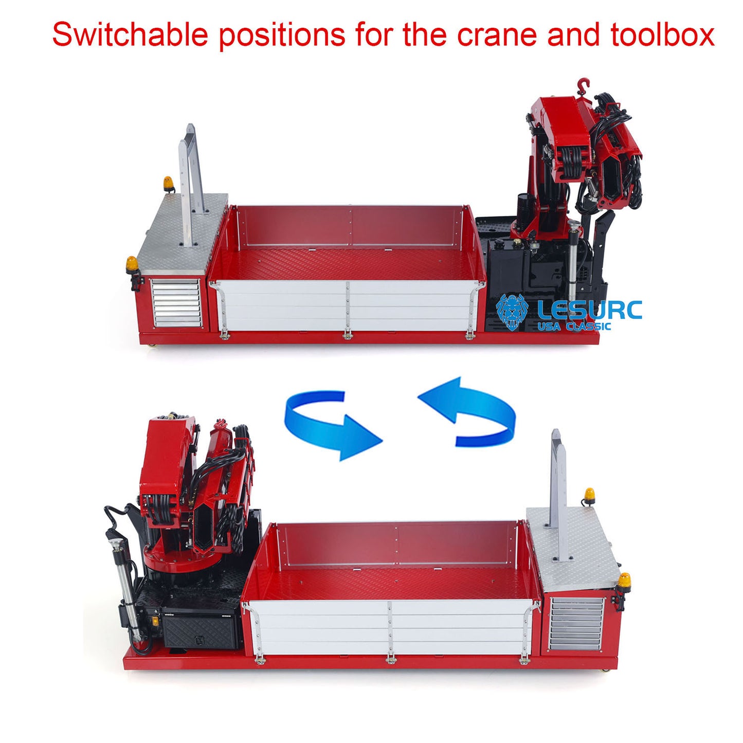 LESU 1/14 Stainless Steel Cargo Box Hydraulic Crane with 7CH Valve Pump Lights for Z0031 Z0017 Z0036 Z0016 20160901 RC Roll Off Dumper