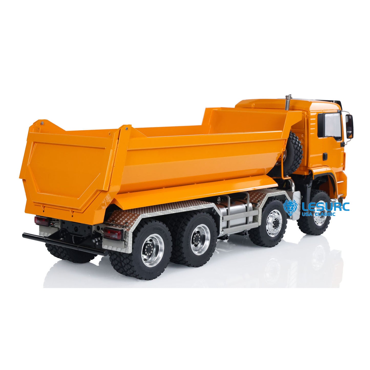 LESU 1/14 8x8 Metal Hydraulic RC Dump Truck Tipper 2 Speed Transmission Axles With Differential Lock FlySky I6S Remote Controller Sound Light System