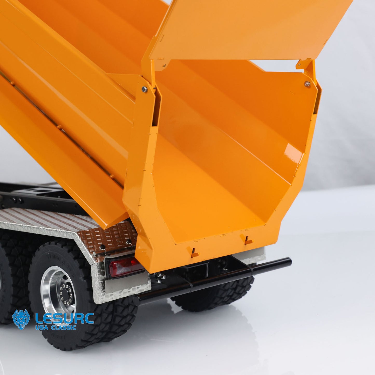 LESU 1/14 8x8 Metal Hydraulic RC Dump Truck Tipper 2 Speed Transmission Axles With Differential Lock FlySky I6S Remote Controller Sound Light System