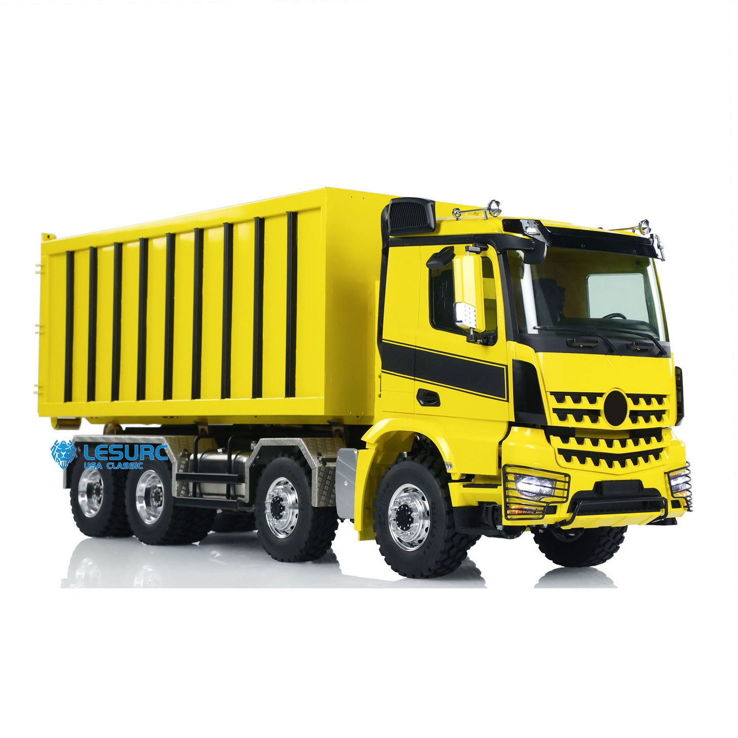 LESU 1/14 Hydraulic RC Dump Truck Metal Roll On/Off Tipper Waste Bin Car RTR I6S Radio Simulation Vehicle Model Bee Stripe Painted