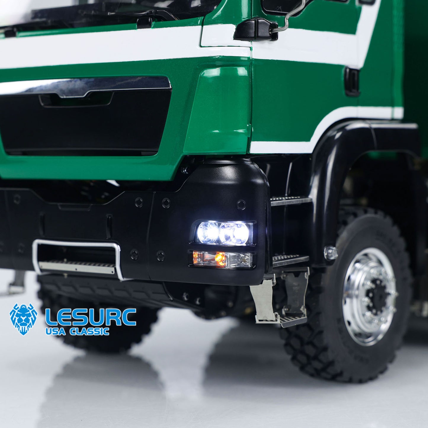 LESU TGS Cabin 1/14 Stainless Steel 8x8 RC Hydraulic Dump Truck with FlySky ST8 Remote Controller 2Speed Transmission Sound Light for Backyard Fun