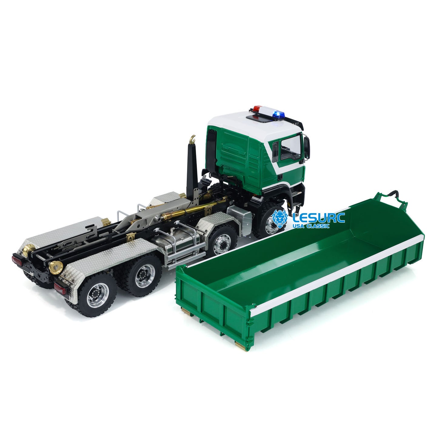 LESU TGS Cabin 1/14 Stainless Steel 8x8 RC Hydraulic Dump Truck with FlySky ST8 Remote Controller 2Speed Transmission Sound Light for Backyard Fun