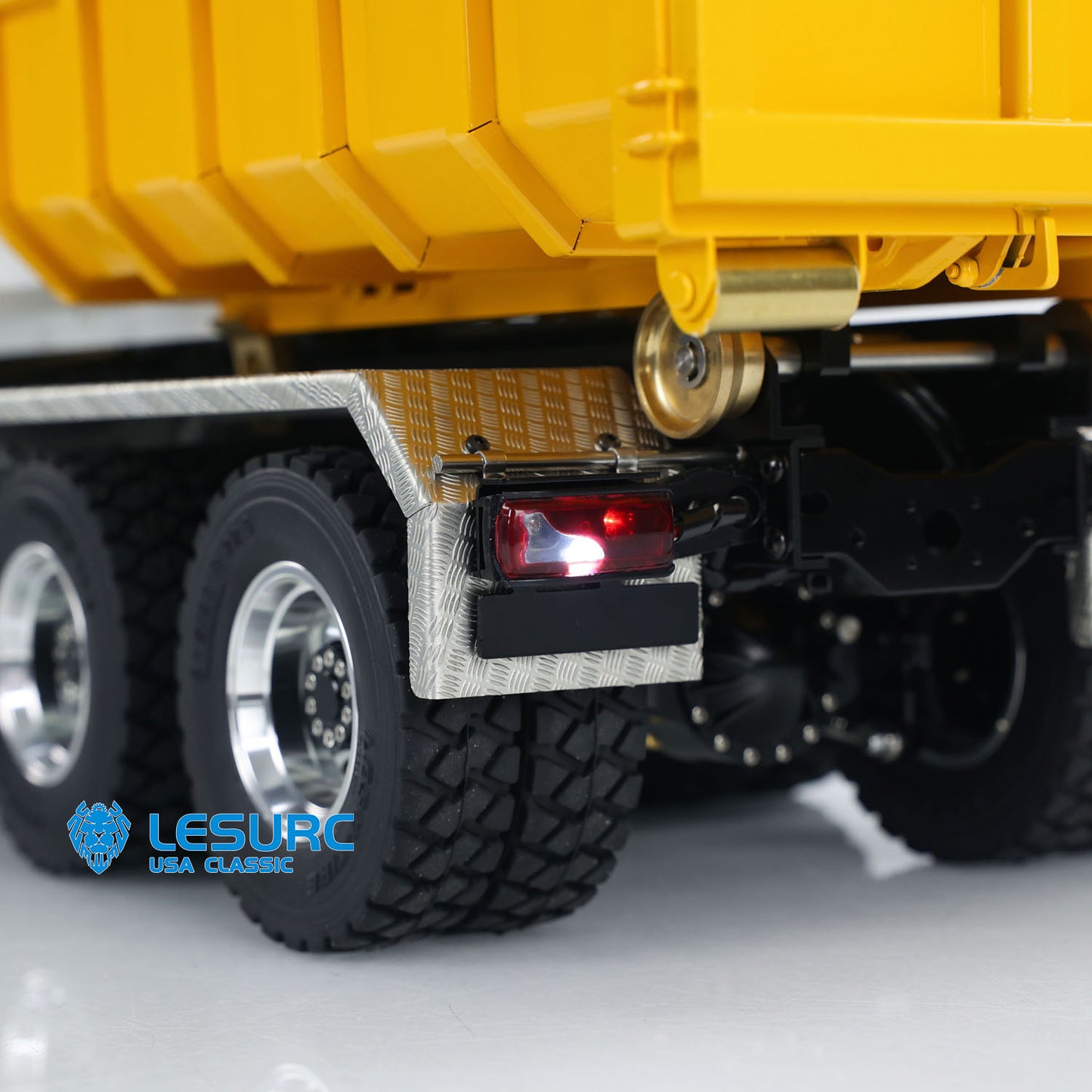 LESU TGS Cabin 1/14 Stainless Steel 8x8 RC Hydraulic Dump Truck with FlySky ST8 Remote Controller 2Speed Transmission Sound Light for Backyard Fun