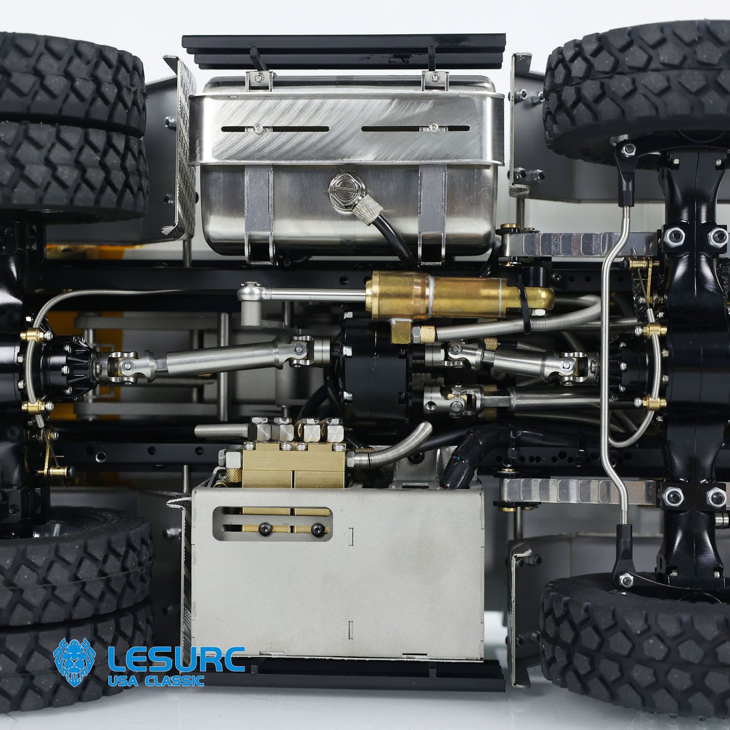 LESU TGS Cabin 1/14 Stainless Steel 8x8 RC Hydraulic Dump Truck with FlySky ST8 Remote Controller 2Speed Transmission Sound Light for Backyard Fun