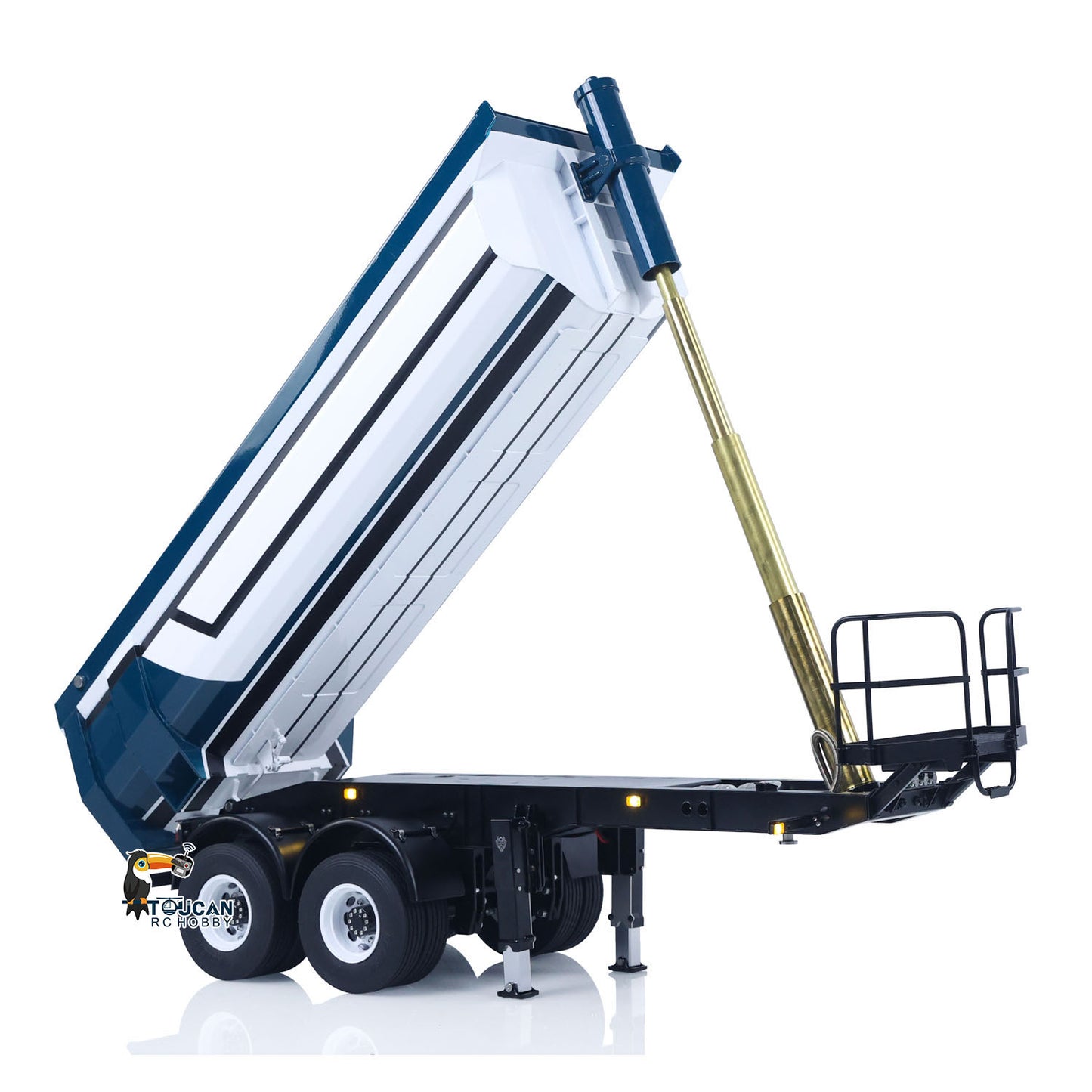LESU 1/14 Metal Hydraulic Lifting Semi Trailer Dump Truck For Tractor Truck DIY RC Model With U Bucket A0006 Electric Legs
