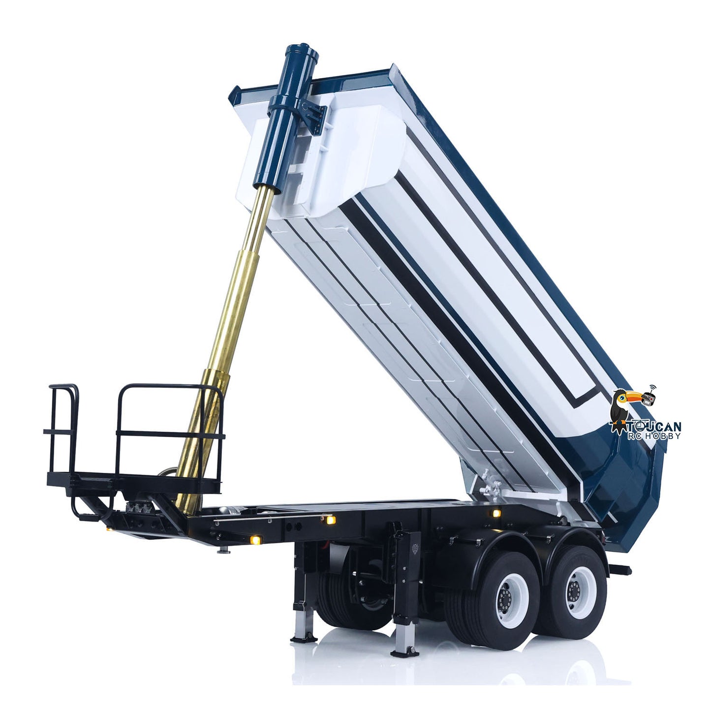 LESU 1/14 Metal Hydraulic Lifting Semi Trailer Dump Truck For Tractor Truck DIY RC Model With U Bucket A0006 Electric Legs