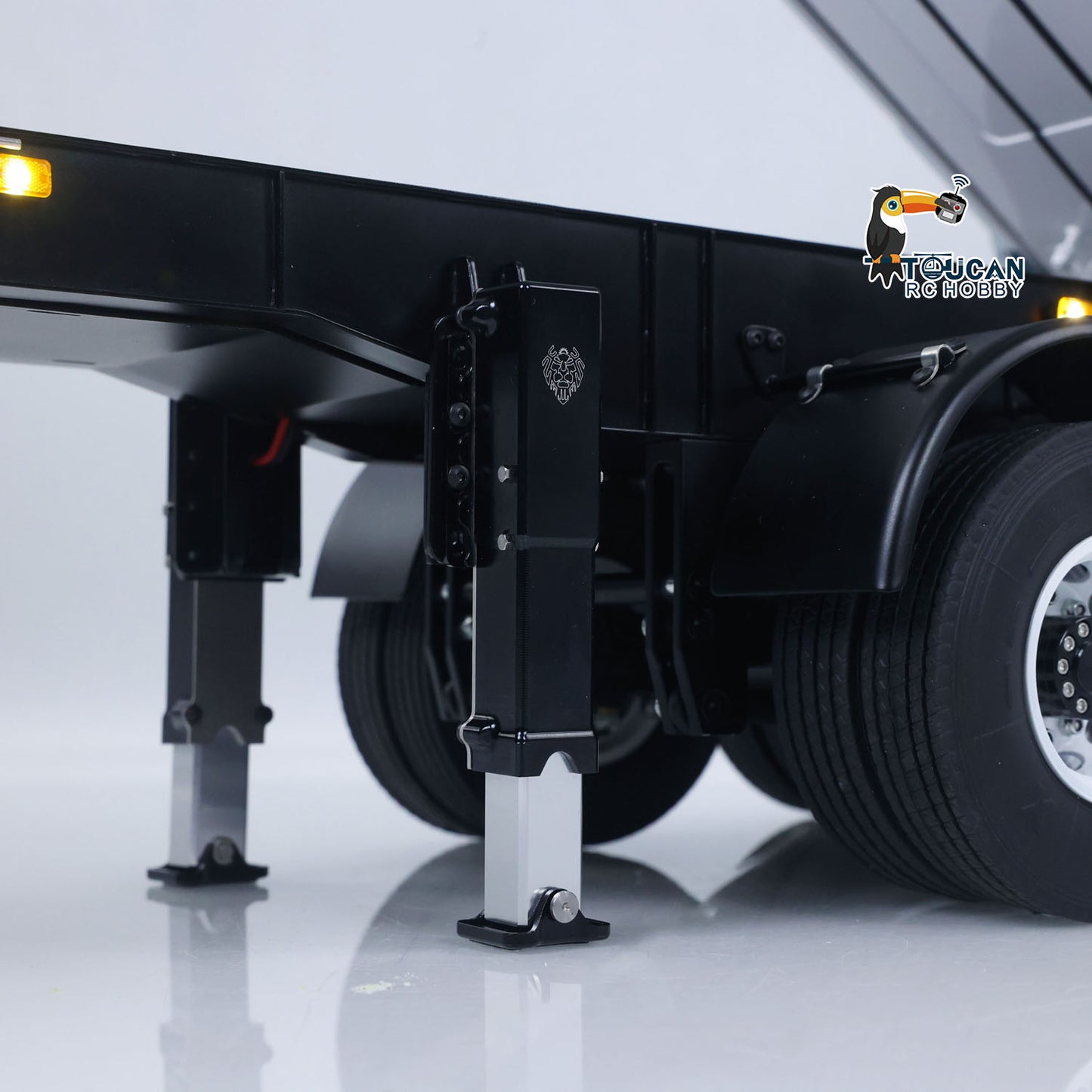 LESU 1/14 Metal Hydraulic Lifting Semi Trailer Dump Truck For Tractor Truck DIY RC Model With U Bucket A0006 Electric Legs