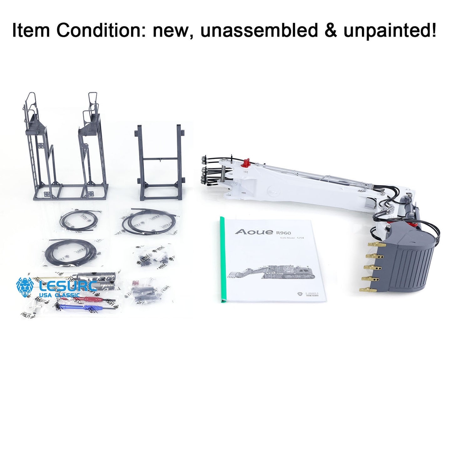 LESU LR960 KIT 1/14 RC Full Hydraulic Excavator Demolition Digging Arm DIY Model Emulated Construction Vehicle Unpainted Unassembled