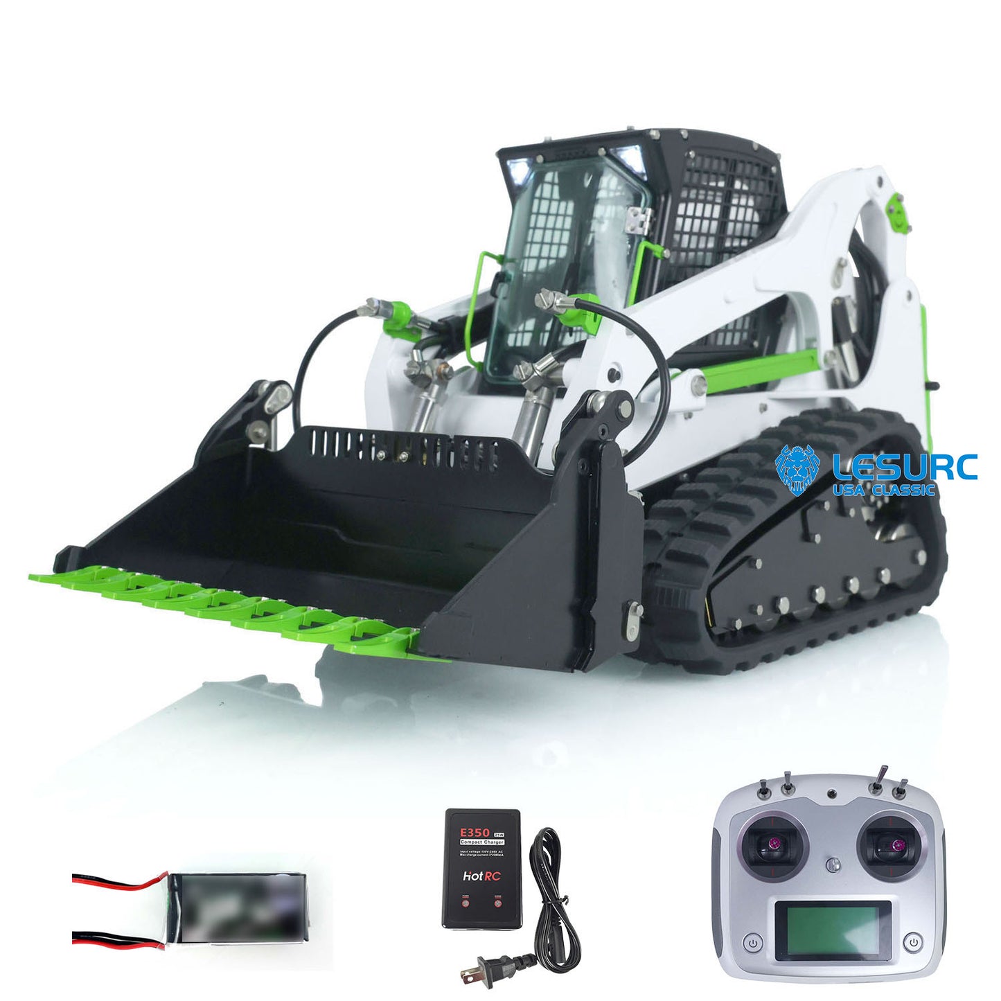 LESU AoueLT5 1/14 Stainless Steel Hydraulic RC Skid-Steer Loader B0008 with Light Sound System for Construction Vehicle Model Enthusiast