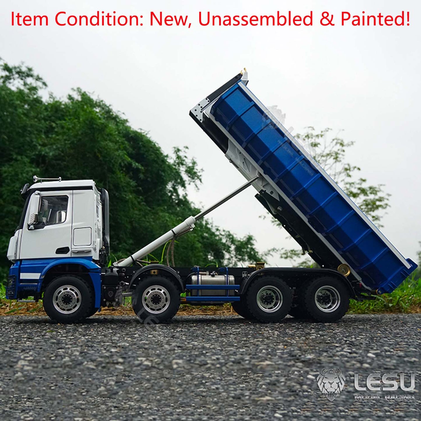 IN STOCK LESU 1/14 Scale 8x8 Truck Hydraulic Remote Controlled Dumper Roll On/Off Tipper Model Car Sound Light System Motor