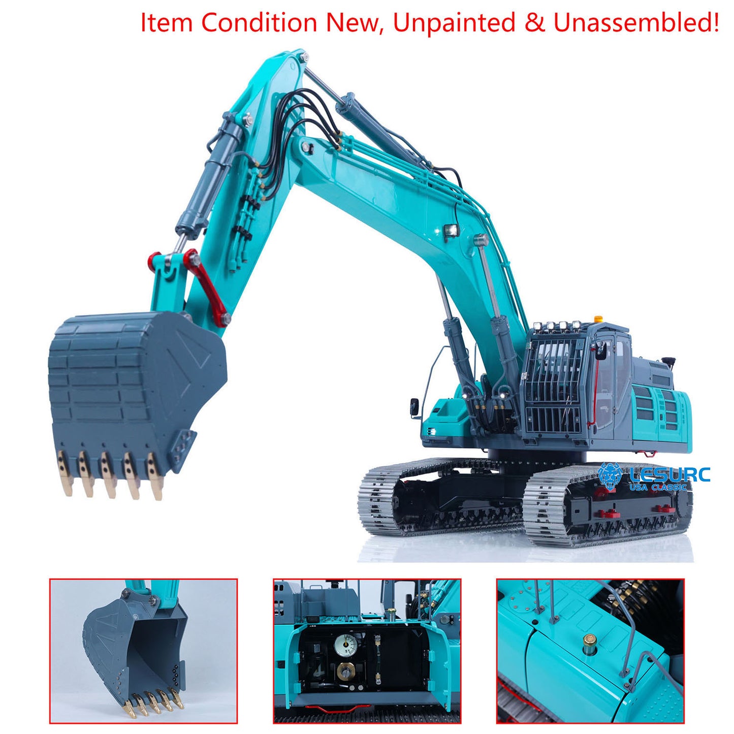 LESU SK500 1/14 Metal RC Hydraulic Digger B0018 Unassembled Excavator with 6CH Reversing Valve Light System for RC Model Builders