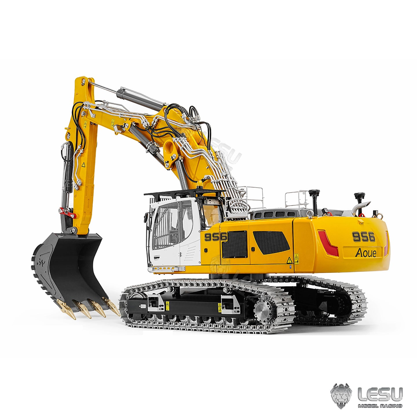 LESU 1/14 RC Hydraulic Excavator LR956 Metal 3 Arms Remote Control Digger Model 4+3CH Valve Dual Pumps Light Flysky PL18EV LITE