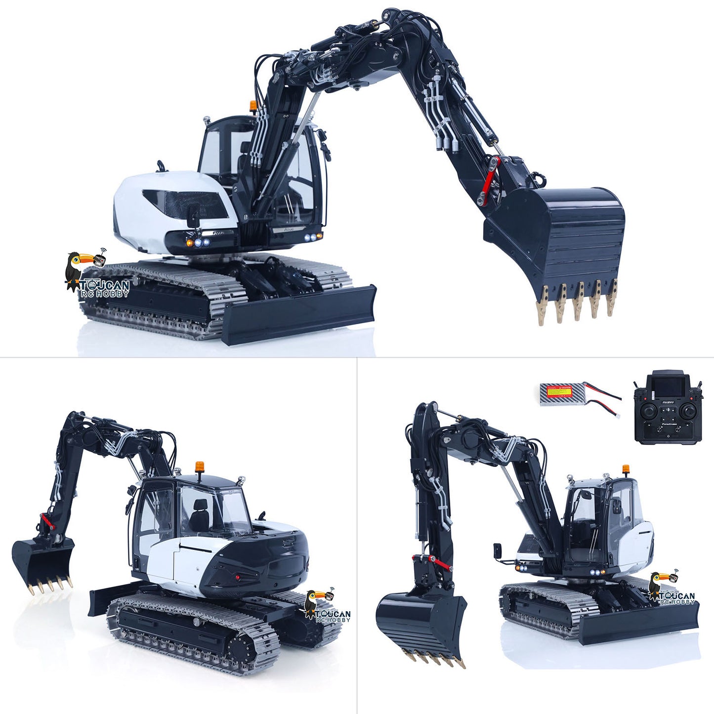 LESU 1/14 Metal RC Hydraulic Excavator MC15 RTR 4Arms Remote Control Digger 15MC 9 Valves Dual Pumps Light Sound PL18EV Lite