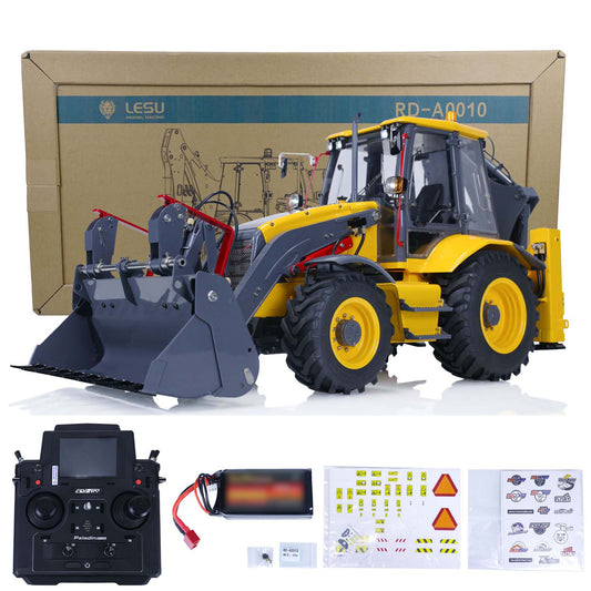 LESU 1/14 RC Backhoe Loader Metal Hydraulic AOUE BL71 2 in 1 Electric Excavator Assembled W/ Motor ESC Light Sound PL18EVLite