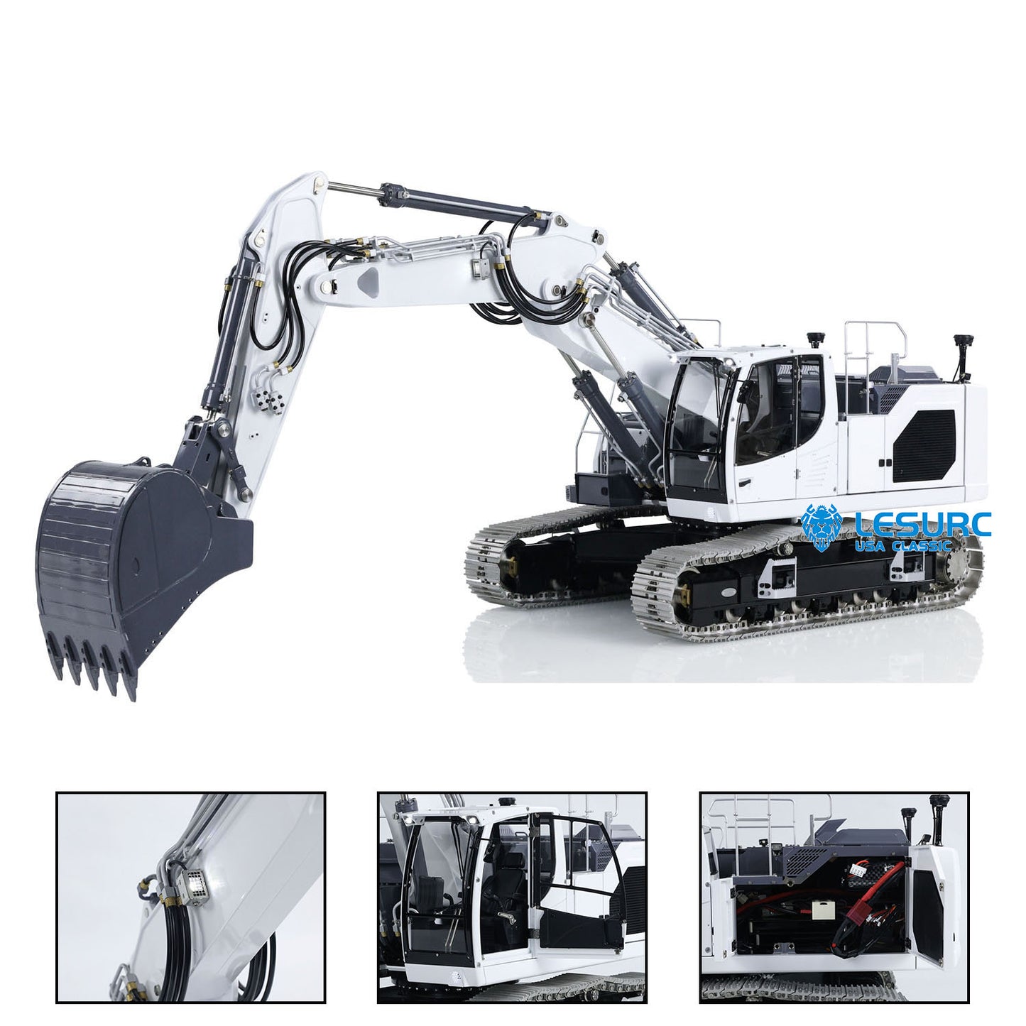LESU Aoue-LR945 1/14 Metal RC Hydraulic Excavator B0017 3 Arms Digger Model with Light System for Construction Vehicle Model Hobbyists
