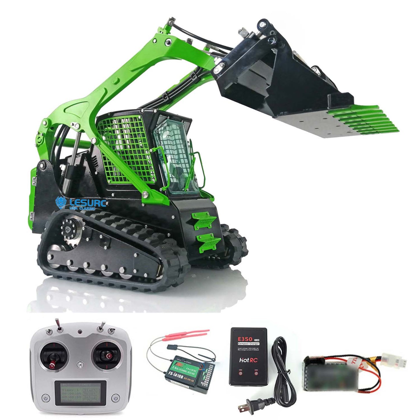 LESU 1/14 Metal Aoue-LT5 Tracked Skid-Steer Loder RC Hydraulic Construction Vehicle RTR Model Sound Light Battery Radio