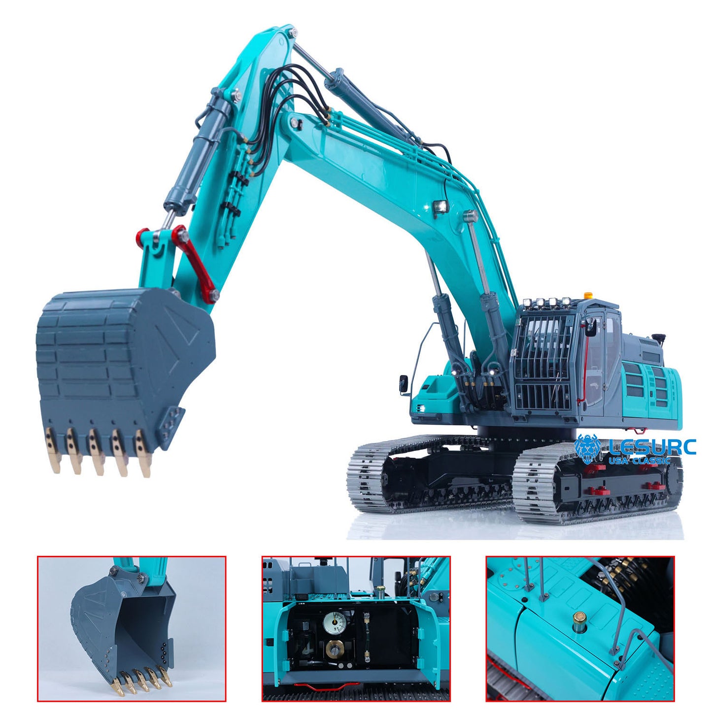 LESU SK500 1/14 Metal Remote Control Hydraulic Excavator B0018 RC Digger with 6 Ways Valve Light System for RC Construction Hobbyists