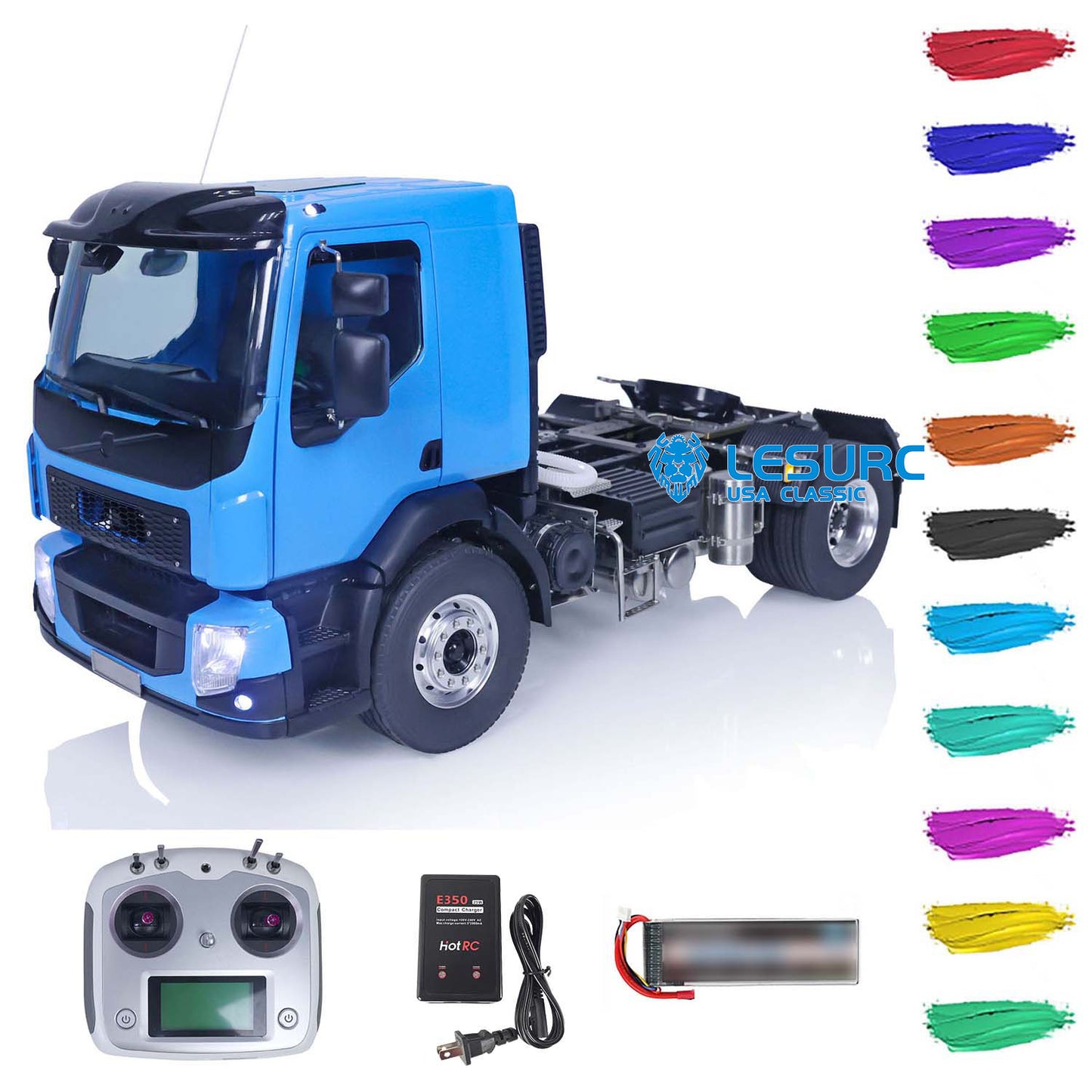 LESU 4x4 RC Tractor Truck 1/14 RTR Painted Assembled Radio Controlled Car Light Battery Metal Chassis ESC Motor