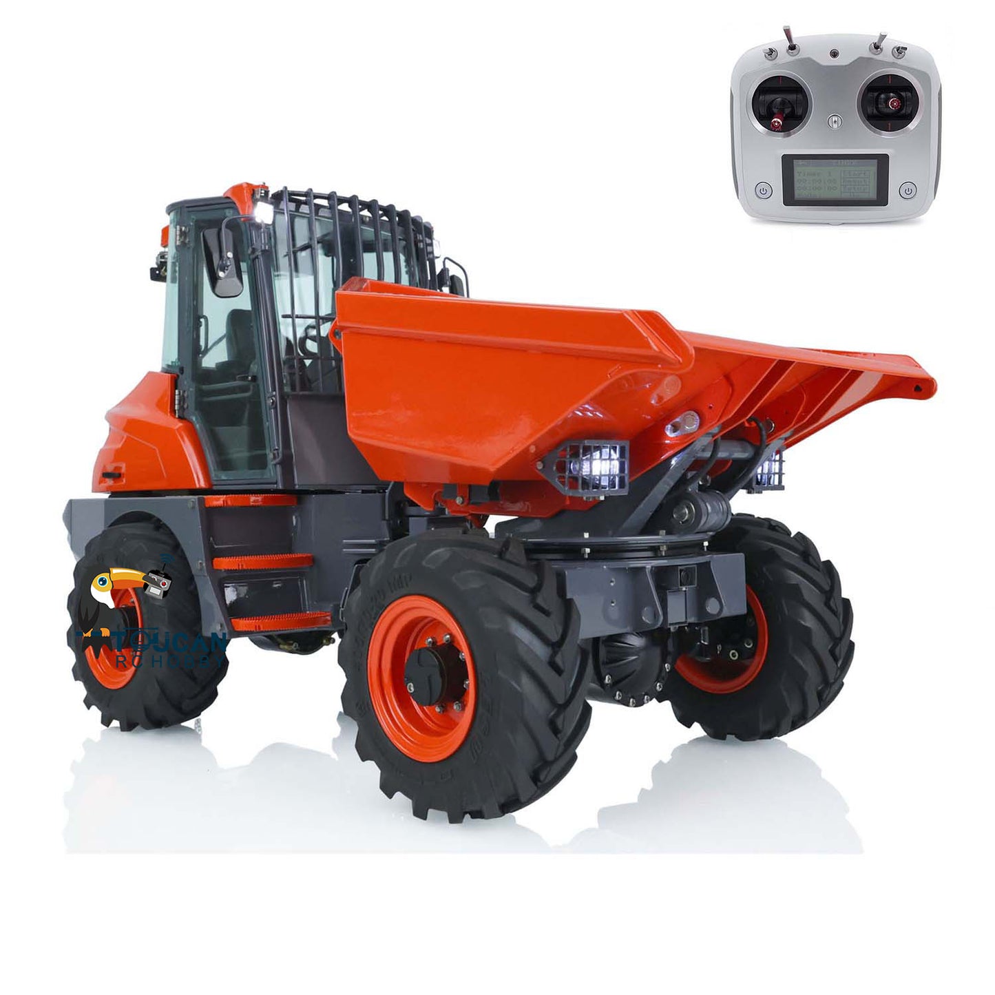 LESU 1/14 Scale AOUE 6MDX Metal Remote Controlled Hydraulic Articulated Dumper Truck 4X4 Tipper Car Construction Vehicle Motor