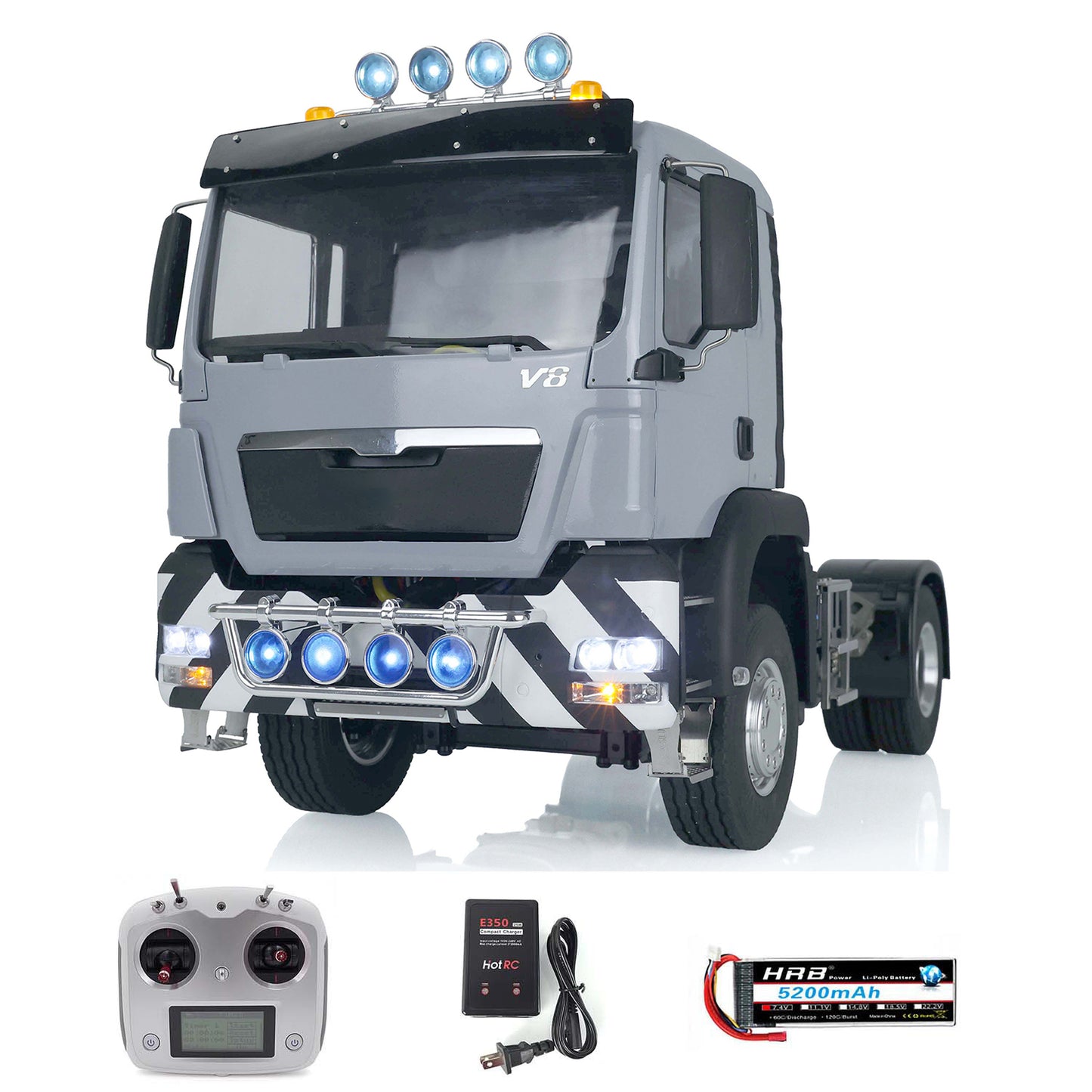 LESU 1/14 RC Tractor Truck for TGS 4x2 Remote Control Painted Car Metal Chassis W/ Motor Servo Warning Light Sound Light System