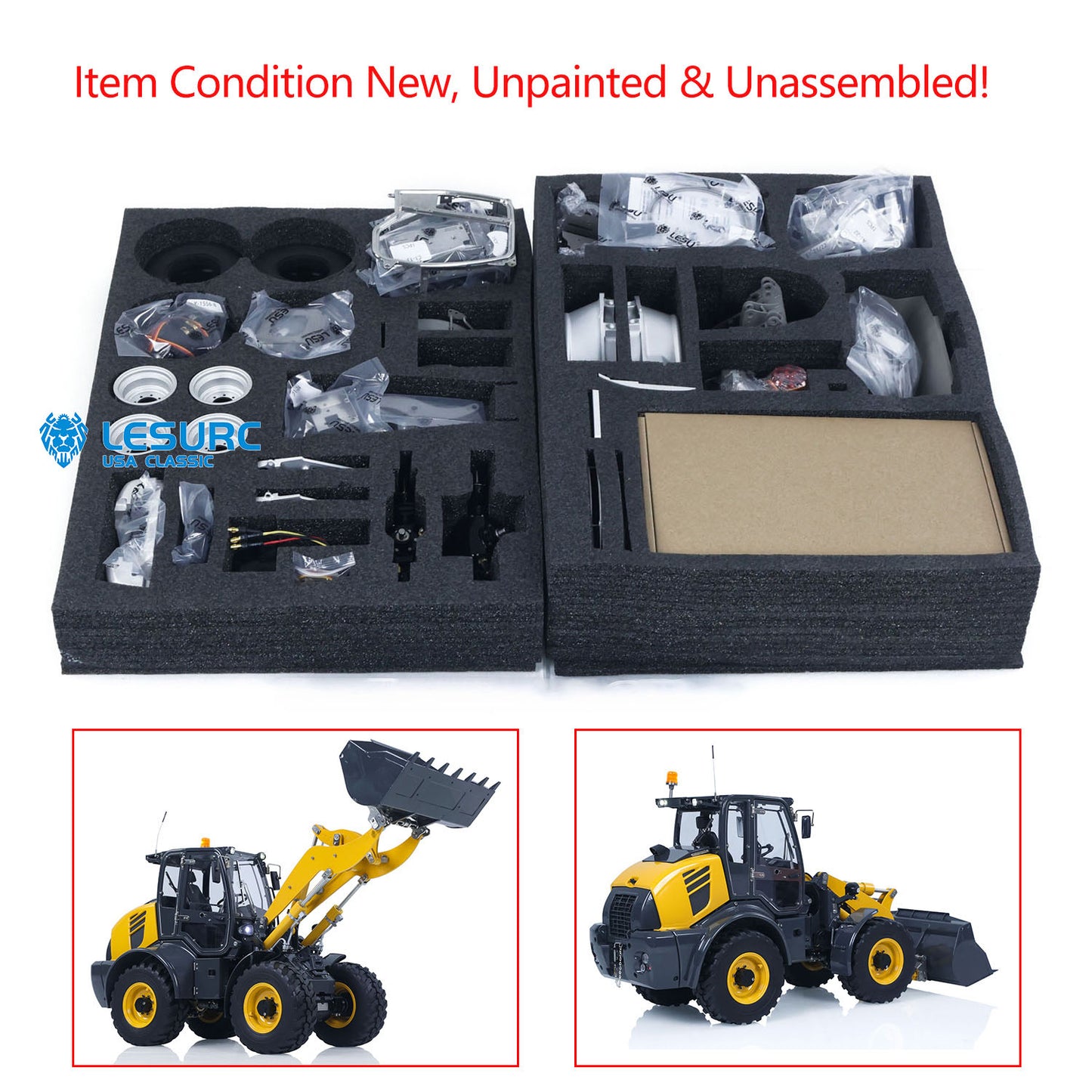 LESU Aoue-WA100M-8 1/14 Metal 4X4 RC Hydraulic Loader A0021 with 3+1CH Valve Sound Light Brushless Motor for Remote Control Model Builders