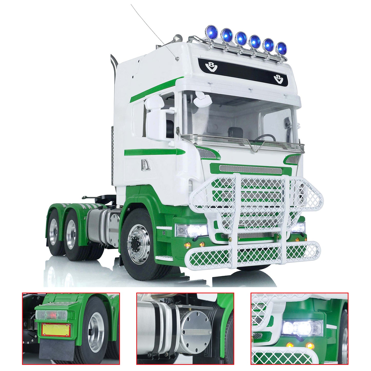 1/14 Scale LESU Remote Controlled Tractor Truck for 6x6 Remote Control Cars Model Metal Chassis Sound Light System Motor Servo ESC