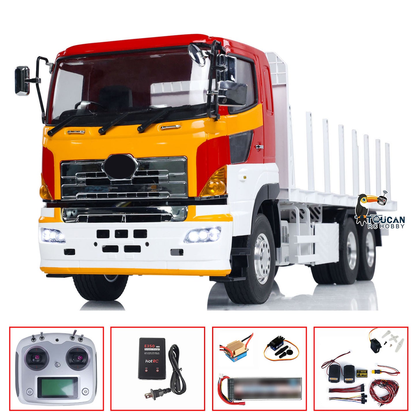 LESU 1/14 6x4 RTR RC Timber Truck Metal Remote Controlled Flatbed Lorry Trailer Simulation Car DIY Light Sound System