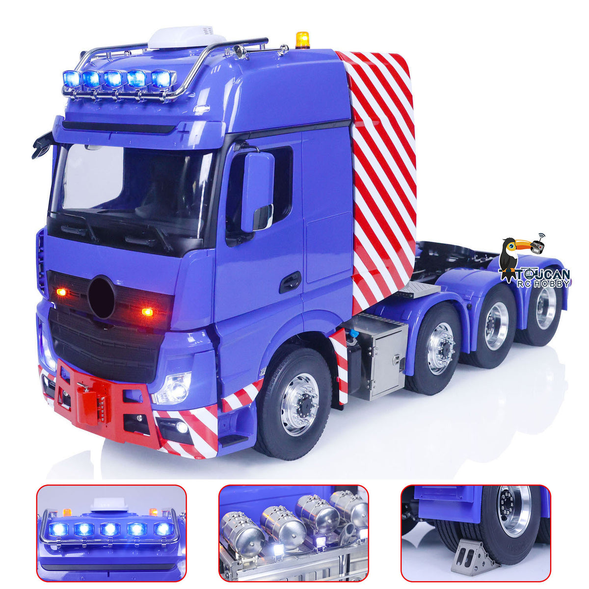 TOUCAN 1/14 LESU RC Tractor Truck 8X8 with Metal Heavy Chassis 3-speed Transmission Equipment Rack Front Hook Remote Control Vehicle Customized Model