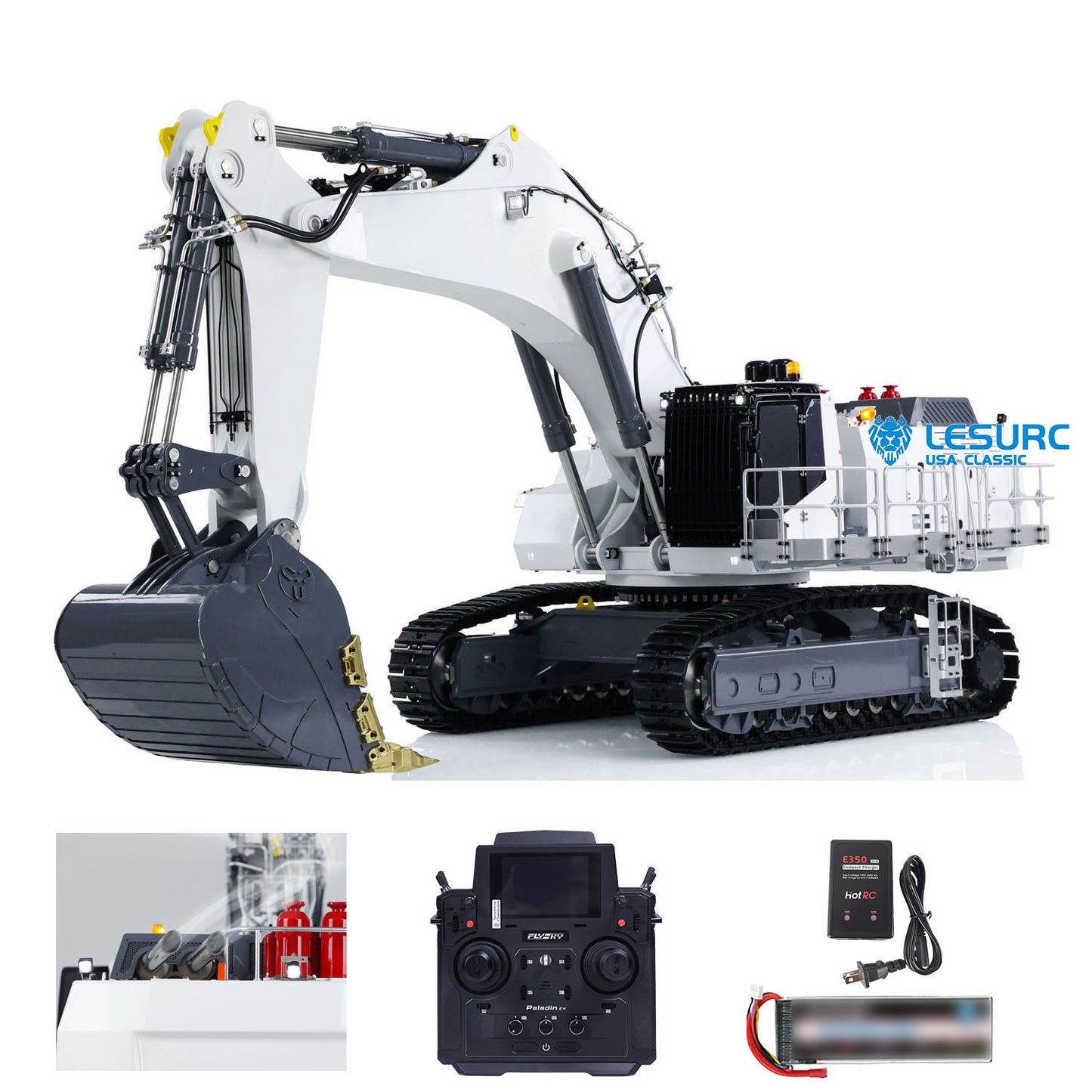 1/14 LESU RC Hydraulic Excavator AOUE 9150 Remote Control Heavy Backhoe Shovel Double Oil Pump Smoke Unit