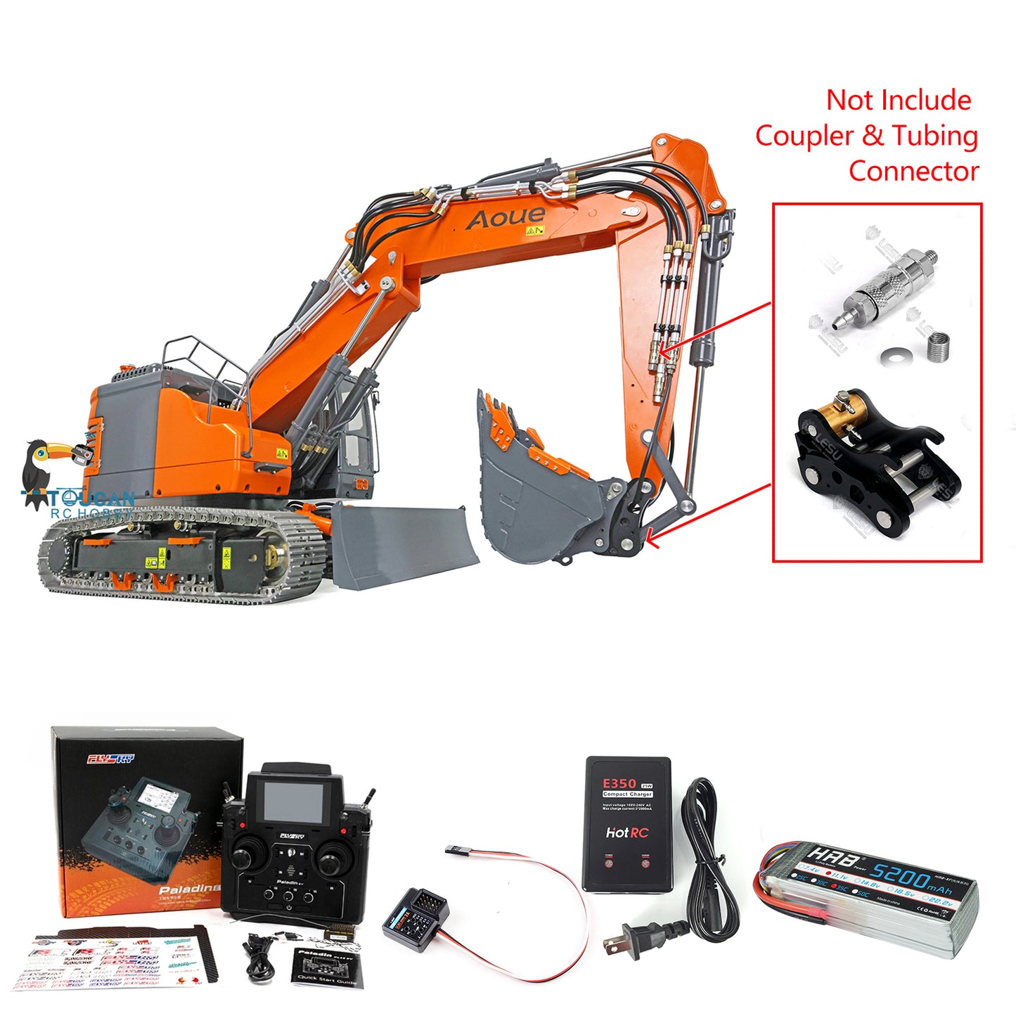 LESU 1/14 Metal RC Hydraulic Excavator Tracked 3 Arms Aoue ET26L With PL18EV Radio System GPS Assembled Diggers Vehicle Model