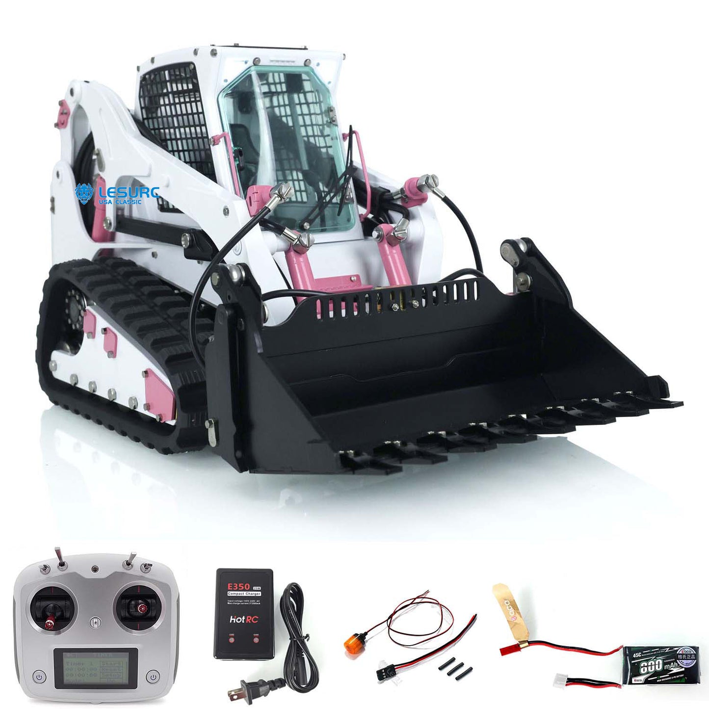 LESU AOUE LT5 1/14 Metal RC Skid-Steer Loader Hydraulic Construction Vehicle with Sound Light FlySky i6S Radio Controller for Model Enthusiast