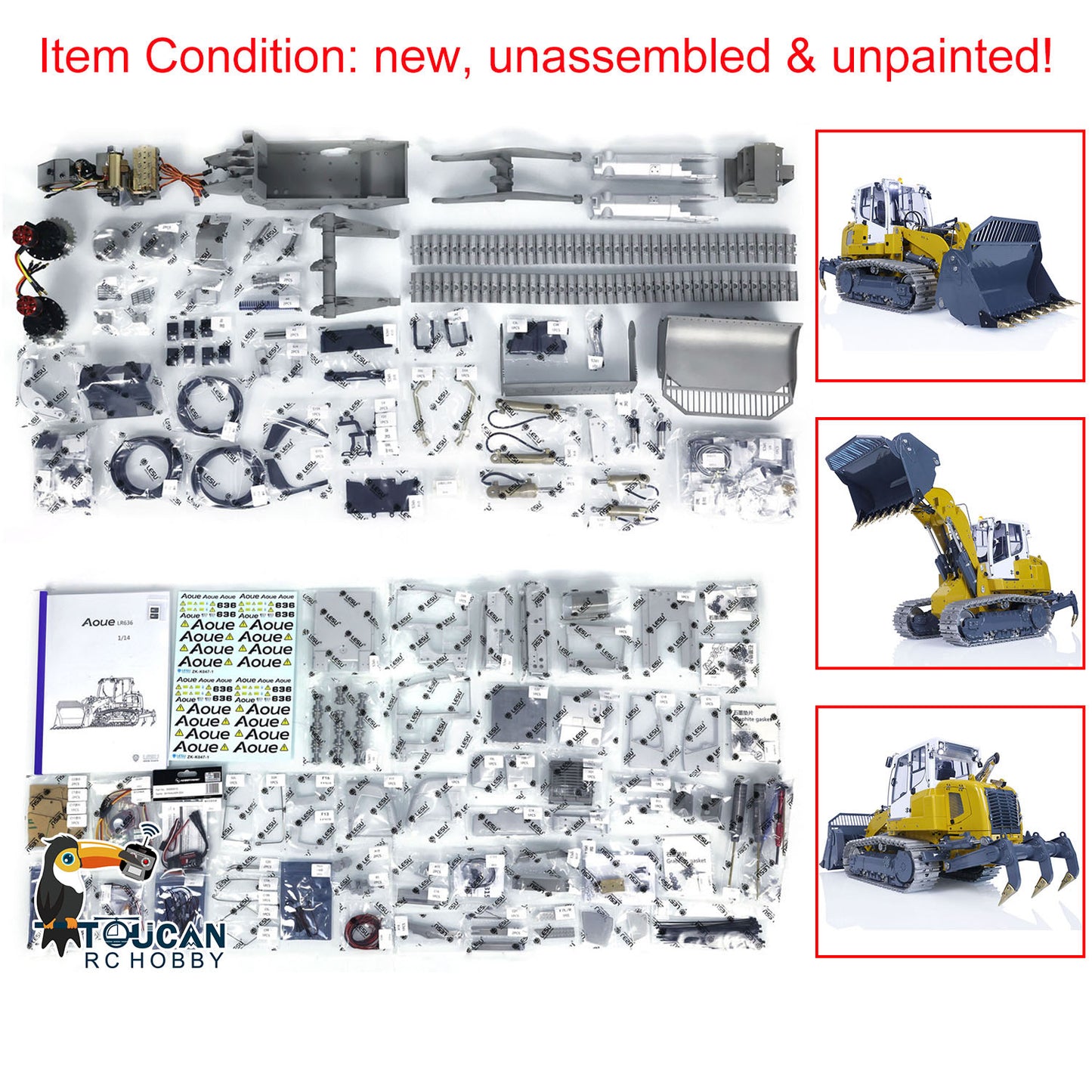 LESU 1/14 Metal RC Hydraulic Tracked Loader 636 Premium Version Remote Control Tracked Car Model With 4TH Reversing valve