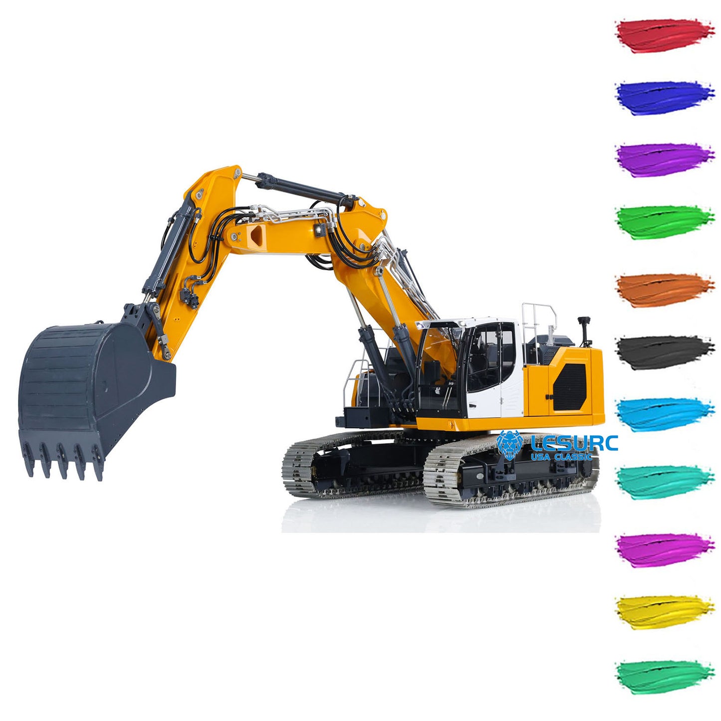 3-Section Arm LESU Metal 1/14 Hydraulic RC Excavator LR945 Radio Control Diggers Simulation Engineering Vehicle Model Light Servo